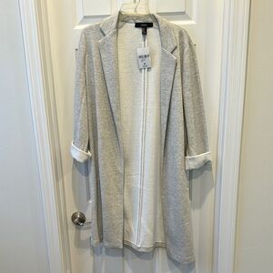 Forever 21 Gray Longline Open Front Cardigan blazer sweater